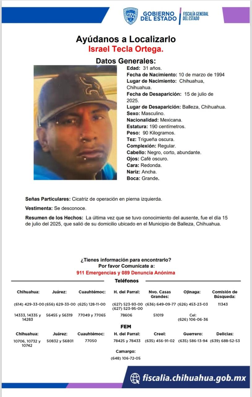 Buscan a otro joven desaparecido en Balleza desde hace casi 2 meses